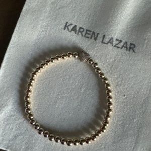 Karen Lazar 4mm signature bracelet with 14k diamond heart bead